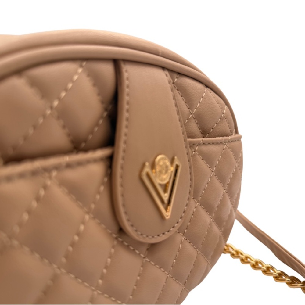 Valentino Orlandi Quilted Tan Crossbody Bag with Gold Chain - Picture 3 of 8